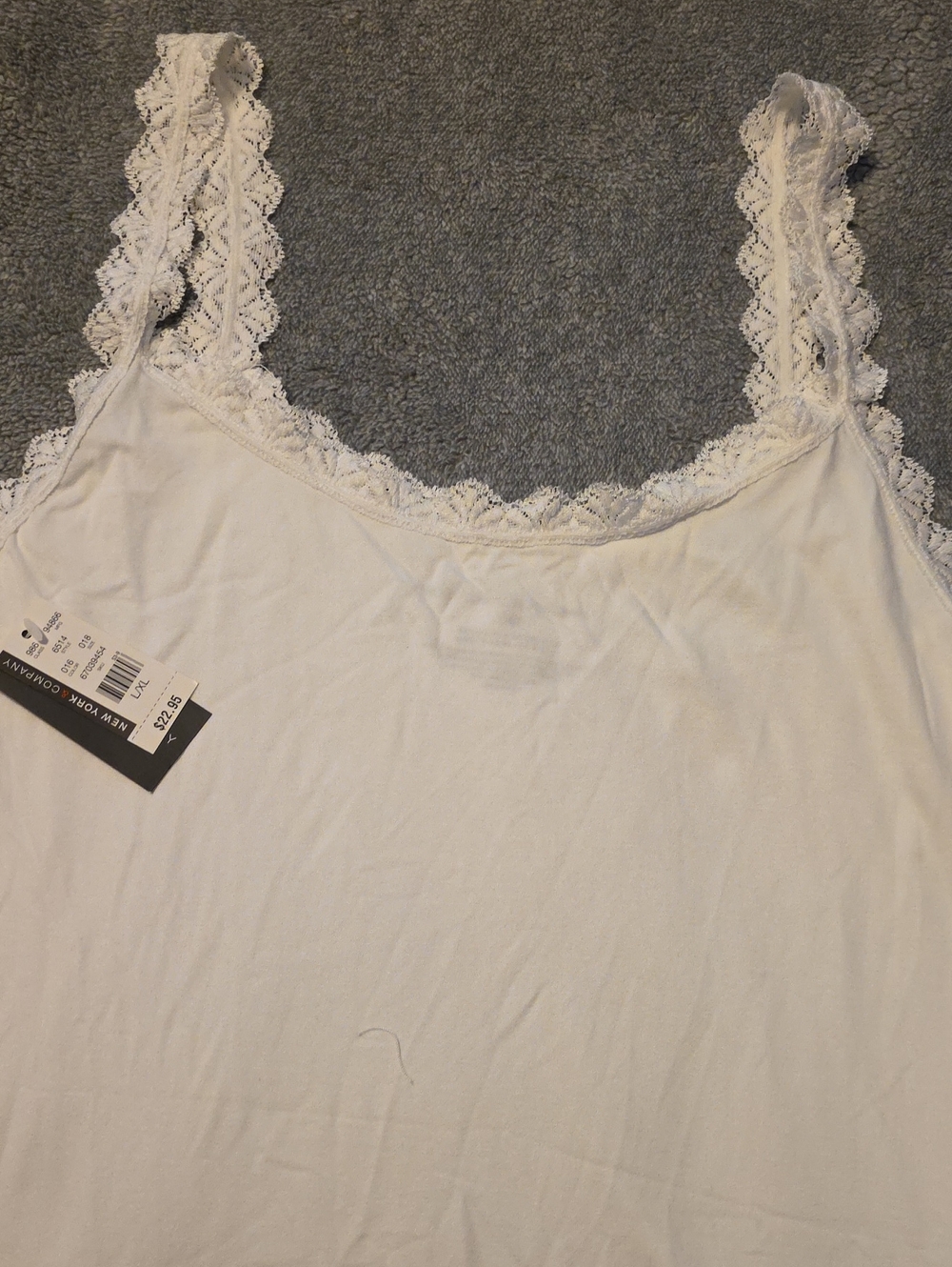 New York & Company White Lace-Trim Cami